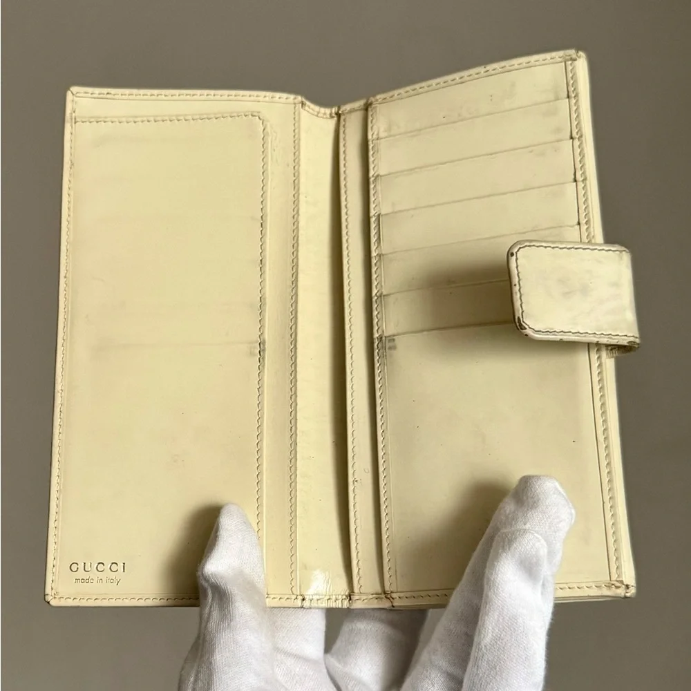Gucci Women's Tom Ford Interlocking GG White Patent Leather Continental Wallet